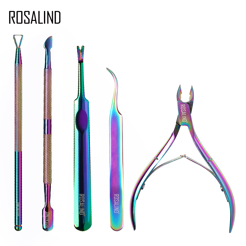 

ROSALIND Manicure Set Gel Nail Polish Kit Cuticle Nipper Professional Stainless Steel Scissors Remover Acrylic Nails Art tools