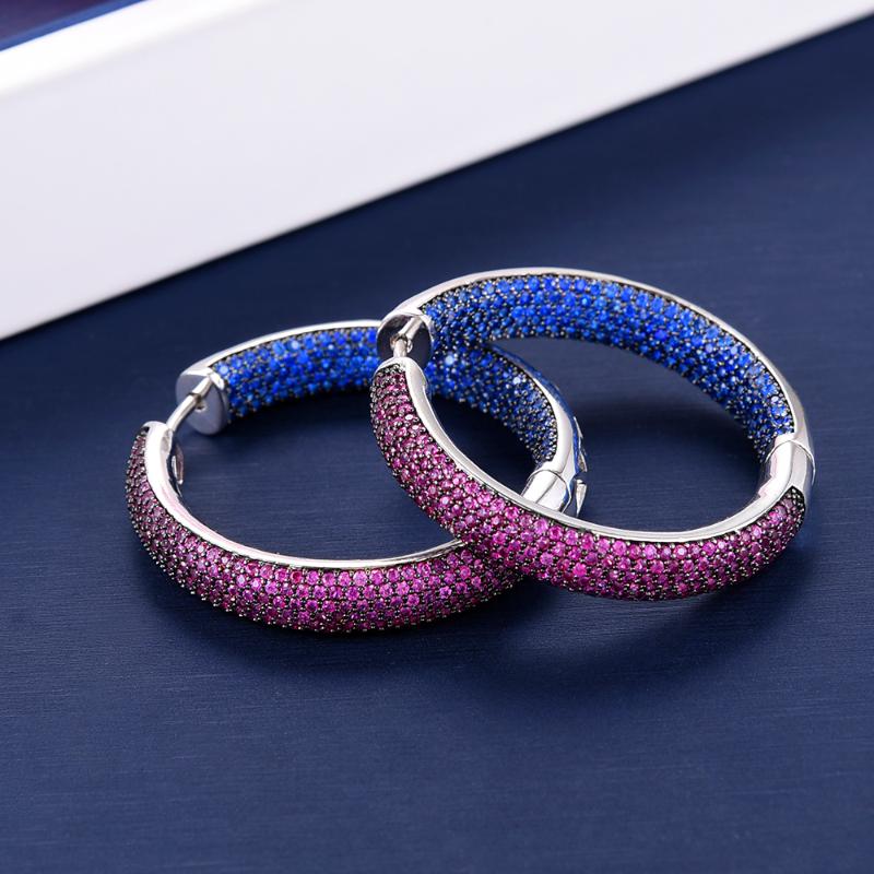 

missvikki Top Quality 5 Colors New Trendy Multicolor Stone Hoop Earrings For Women Dance Party Appointment Jewelry Statement