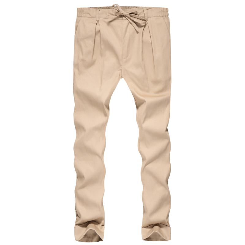 

wholesale 2020 Spring autumn solid color Drawstring joggers rope pants men's casual overalls brand Korean men's trousers simple, As pic