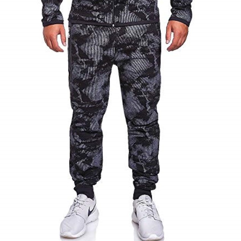

Men's Printed Scratches Casual Beam Feet Trousers Men's Side Zipper Slim Harem Pants 3 Color Large Size Streetwear Pants, Black