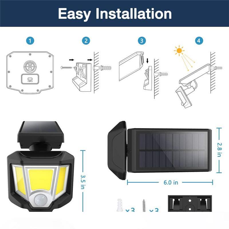 

Solar Lights outdoor LED Wireless Motion Sensor Lights IP65 360° Rotating Head Wide Angle Illumination for Front Door Yard Garden Garage