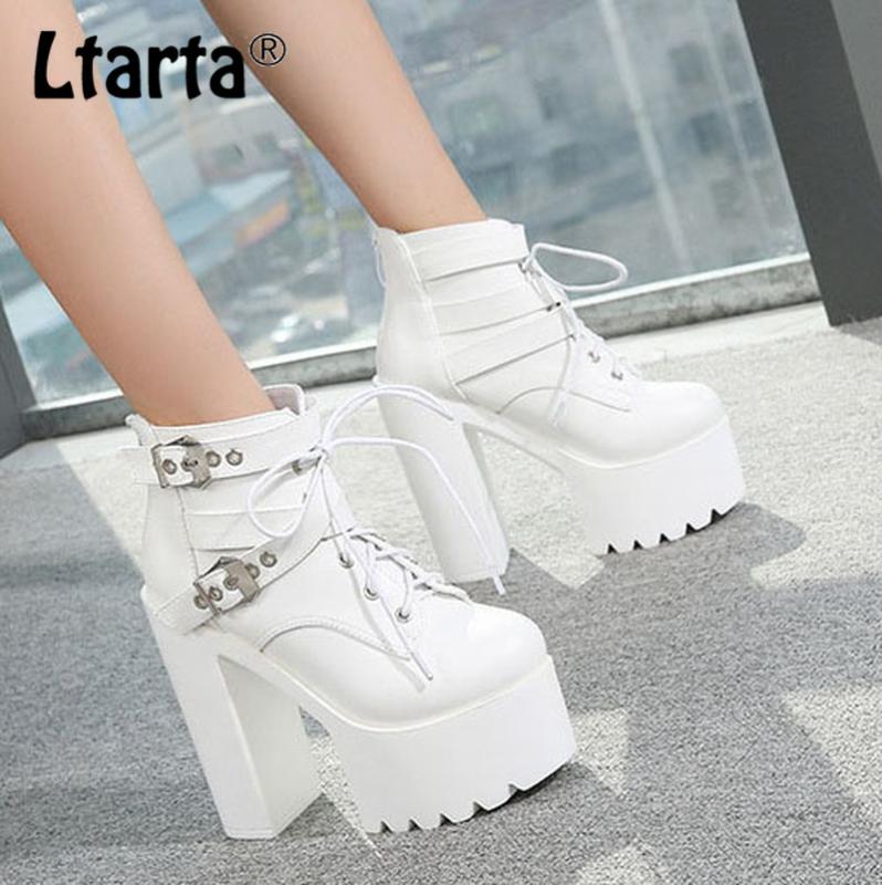 

LTARTA Lace Up Sexy Women Platfrom Show Boots 2020 Nightclub Sexy High-heeled Women's Boots Winter Women ZYW-659-1, Black thick