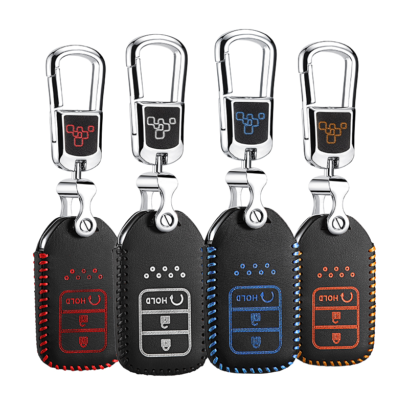 

leather car key cover for honda urv crv 2015 Avancier 240 370 turbo remote Car Key case Fob Cover key holder key2p, Sky blue