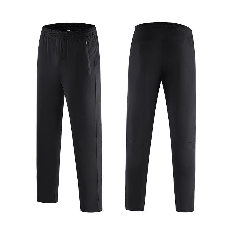 

Running Jogging Pants Sports Soccer Men Fitness Training Motion Pant Invisible Zipper Pocket Long Pants Patchwork Gym Trousers, Black
