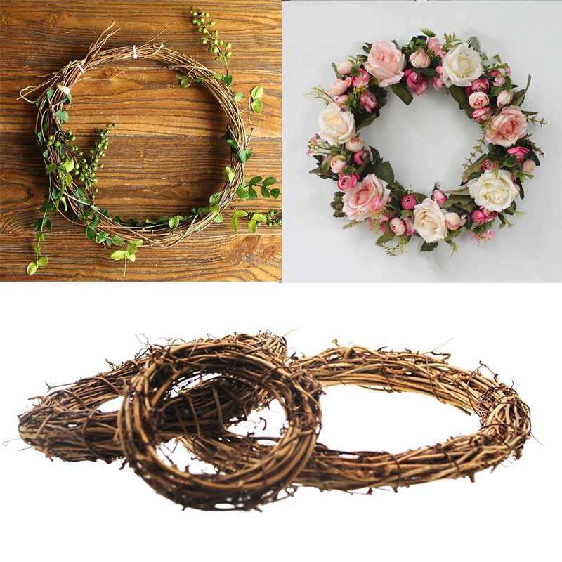 

Christmas Crafts Natural Rattan Wreath Hawaiian party DIY Decoration Wedding Garland Farmhouse Decor Door Decoration Branches, As pic