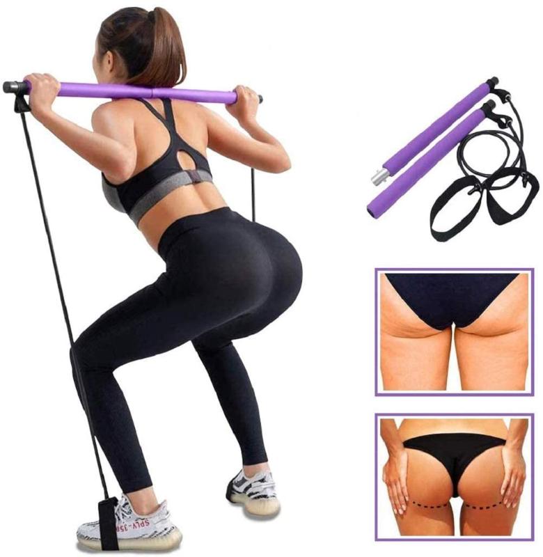 

Portable Pilates Bar Kit with Resistance Band For yoga workout exercise,full body workout fitness equipment