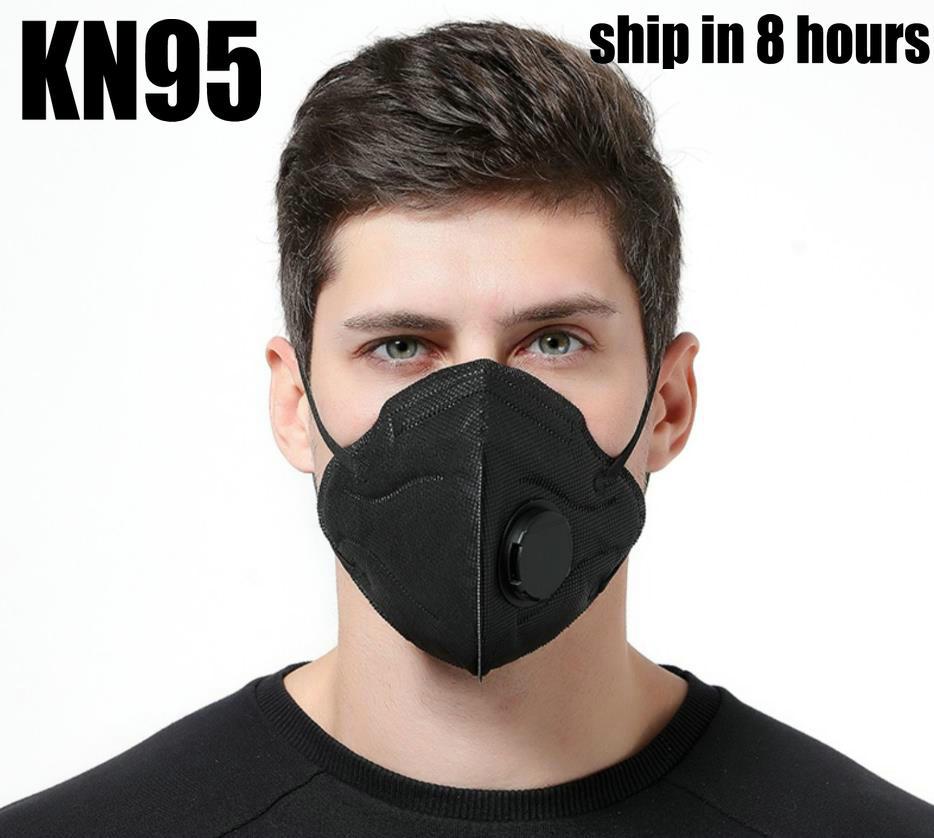 

KN95 Mask Factory 95% Filter Black mask Activated Carbon Breathing Respirator Valve 6 layer designer face mask top sale