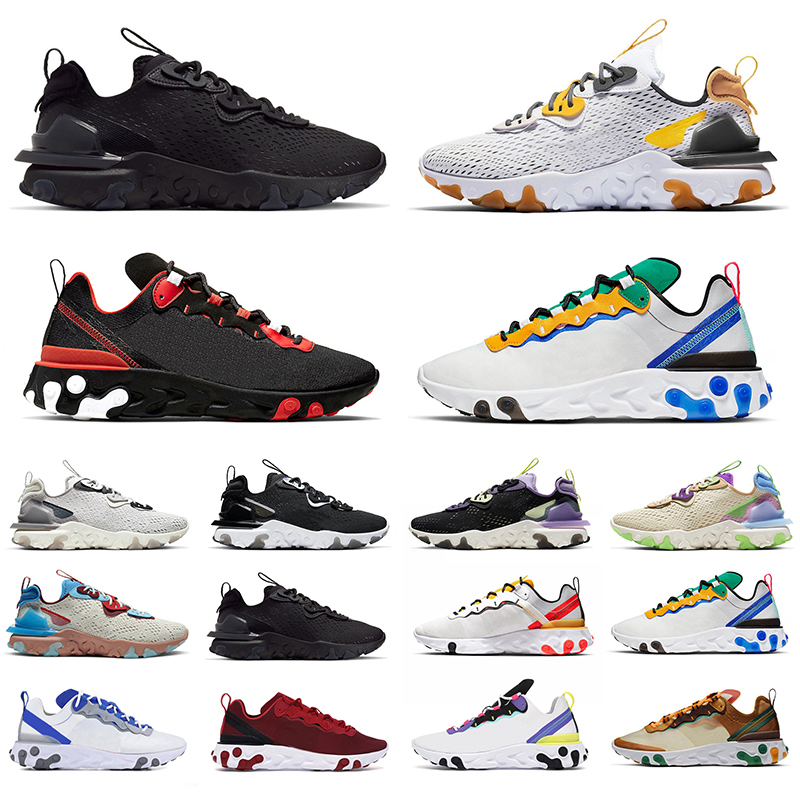 

react vision element 55 87 men women running shoes Honeycomb triple black Vast Grey mens womens trainers outdoor sports sneakers 36-45, 36-45 desert sand