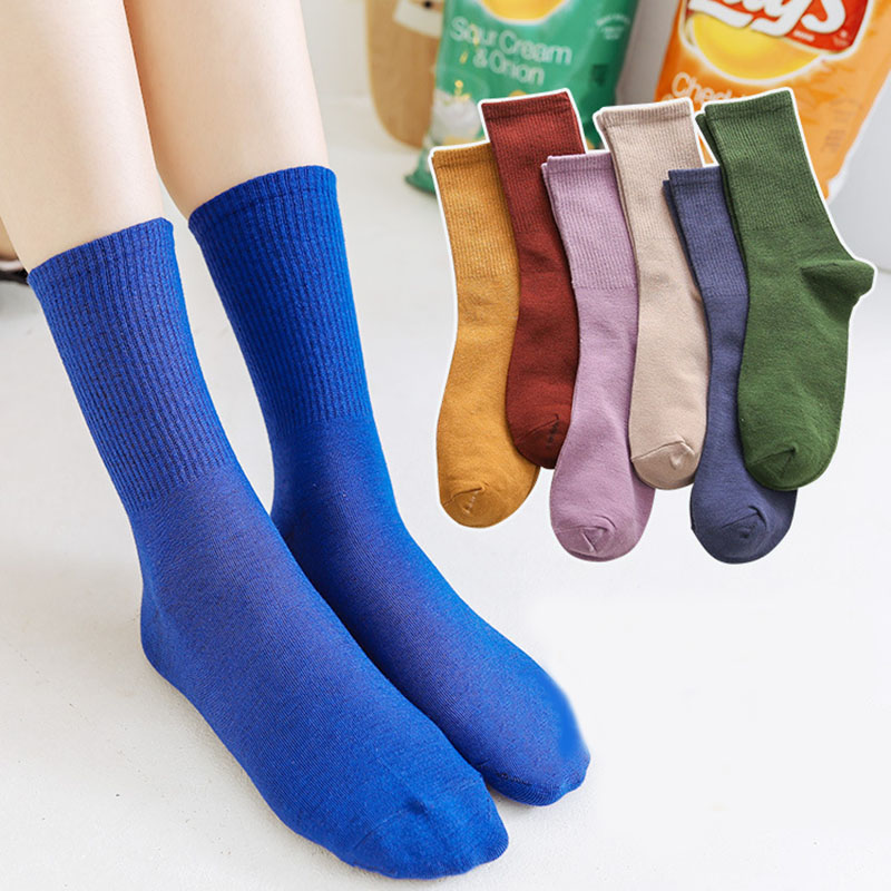 

1 Pair Unisex Korean Retro Cotton Socks Woman Slippers Non Slip Socks Fashion Ladies Japanese Wild Style Pile Stack Meias, Black