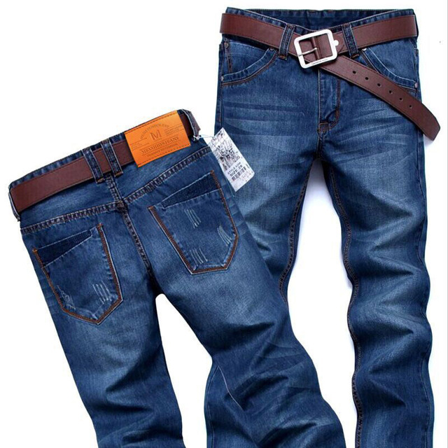 

2019 high quality Brand New Men's Fashion Jeans Hot Jeans For Young Men Sale Men's Pants Casual Slim Cheap Straight Trousers, Blue-1