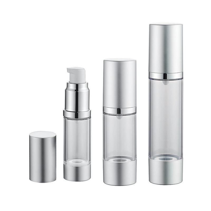 

15ml 30ml 50ml Silver Empty Cosmetic Airless Bottle Portable Refillable Airless Lotion Bottle Free Shipping WB2352