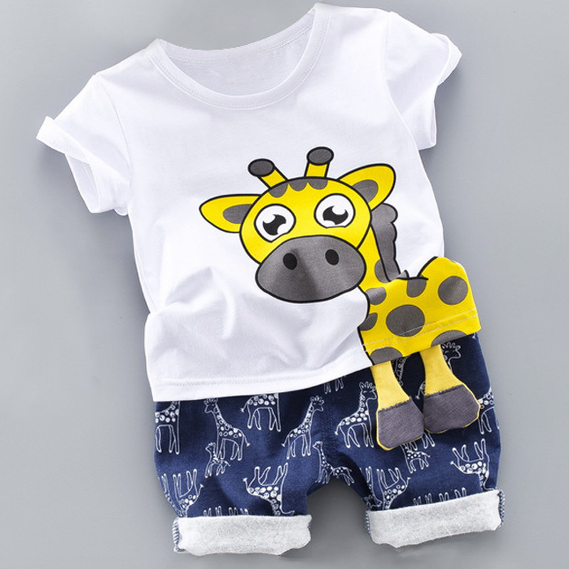 

2020 Summer Baby Boys Kids Clothes Sets Cute Cartoon Top T-Shirt+Shorts Children Clothing Set Toddler Girl Clothes 1 2 3 4 Years, Khaki
