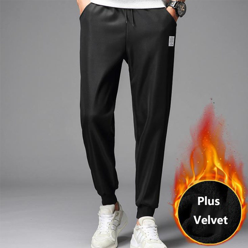 

5XL Men Outdoor Winter Fleece Large Size Pants Thicken Thermal Breathable Elastic Waist Pants Climbing Camping Sports Trousers, Pure black