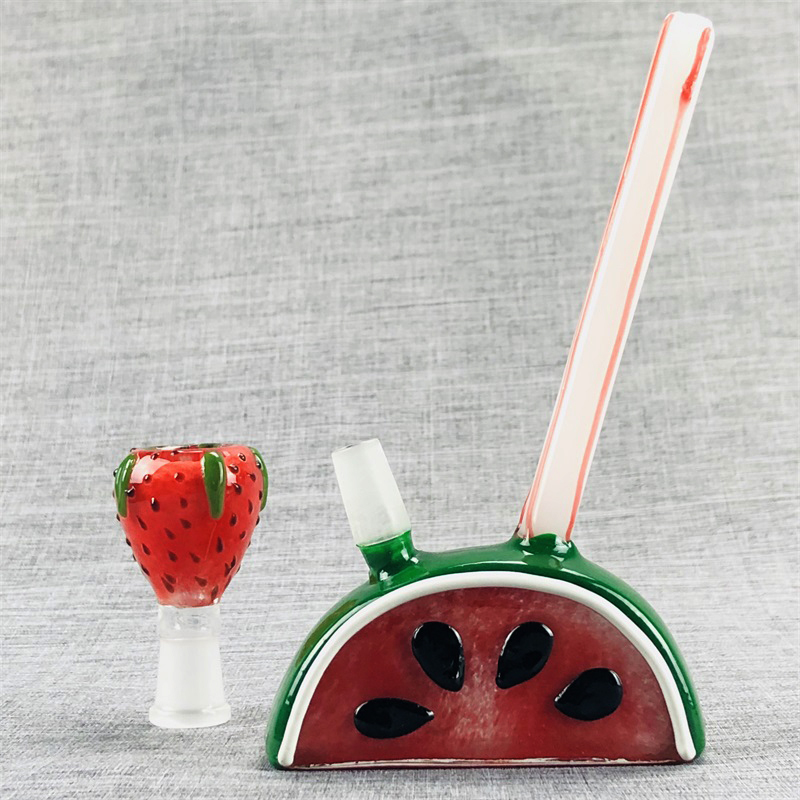 

summer glass water bongs watermelon bong strawberry bowl 6.6inch oil dab rig hookahs for smoking accessories