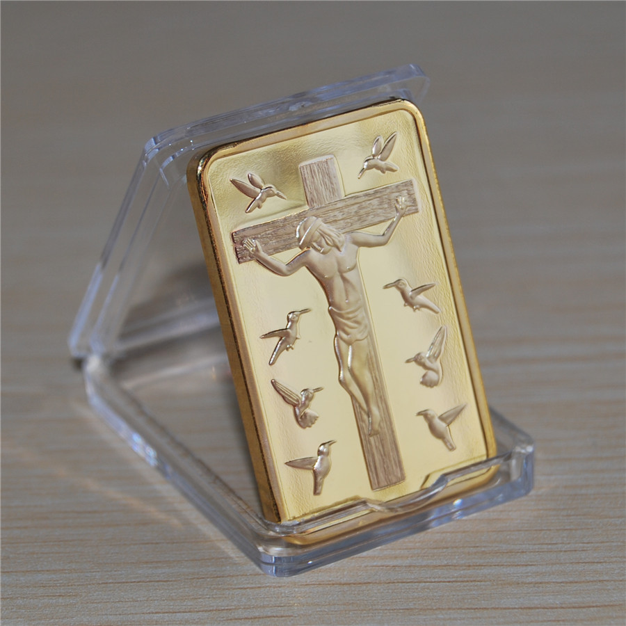 

JESUS CHRIST, TEN COMMANDMENTS, 1 OZ, GOLD Plated BAR