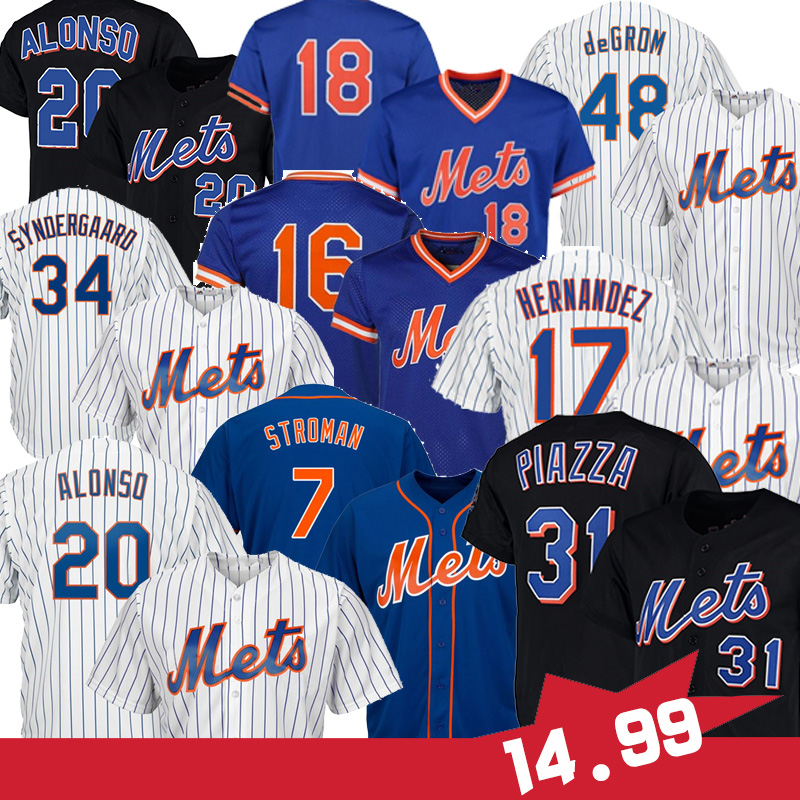

STROMAN 20 Pete Alonso 48 Jacob deGrom Piazza 17 Keith Hernandez 18 Darryl Strawberry 52 Yoenis Cespedes Baseball Jerseys, Men(da du hui)