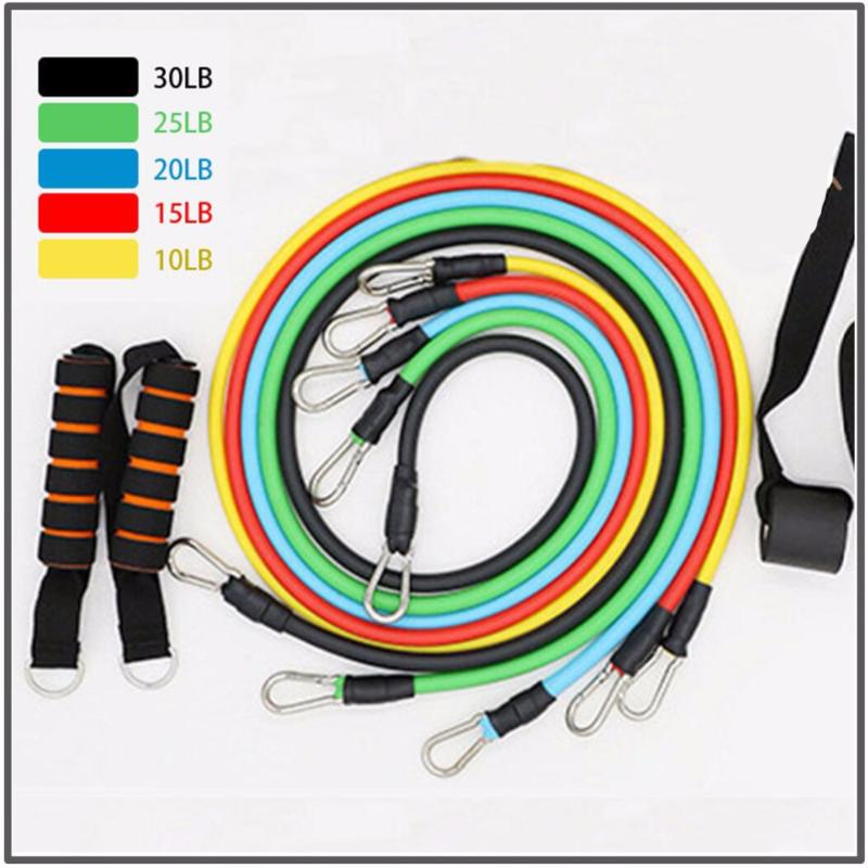 

11 Pcs/Set Latex Resistance Bands Crossfit Training Exercise Yoga Tubes Pull Rope,Rubber Expander Elastic Bands Fitness with Bag