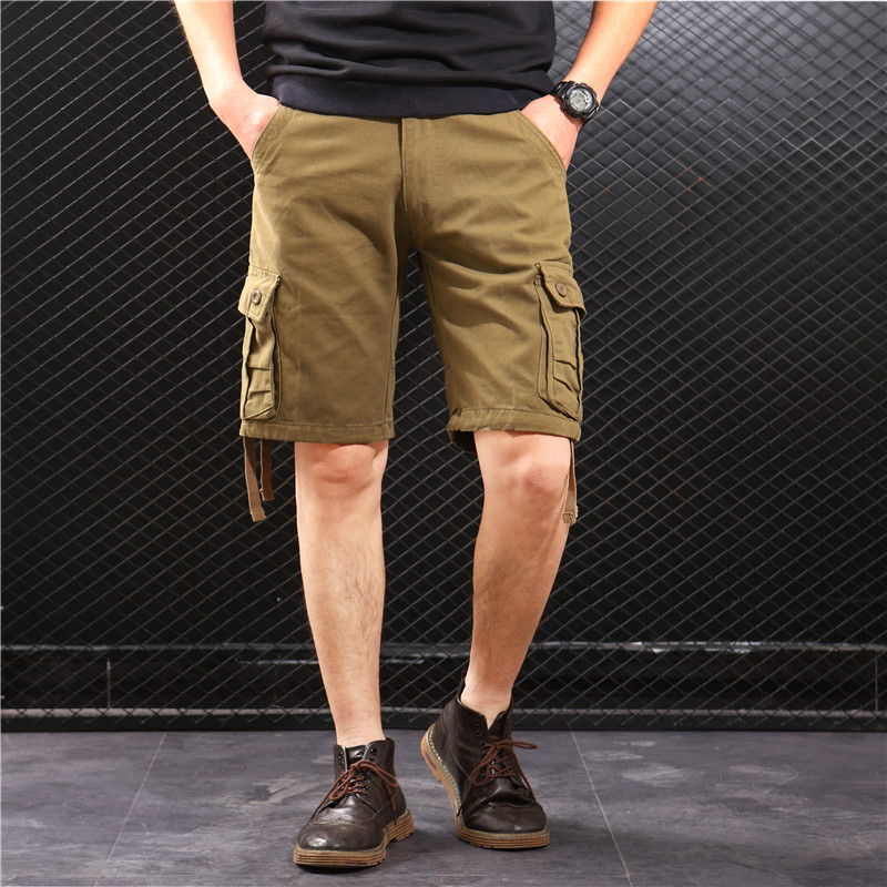 

New Solid Shorts Men 2020 Summer Slim Fit Knee Length Casual Cargo Shorts Mens High Quality Cotton Tactical Short Pants, Beige