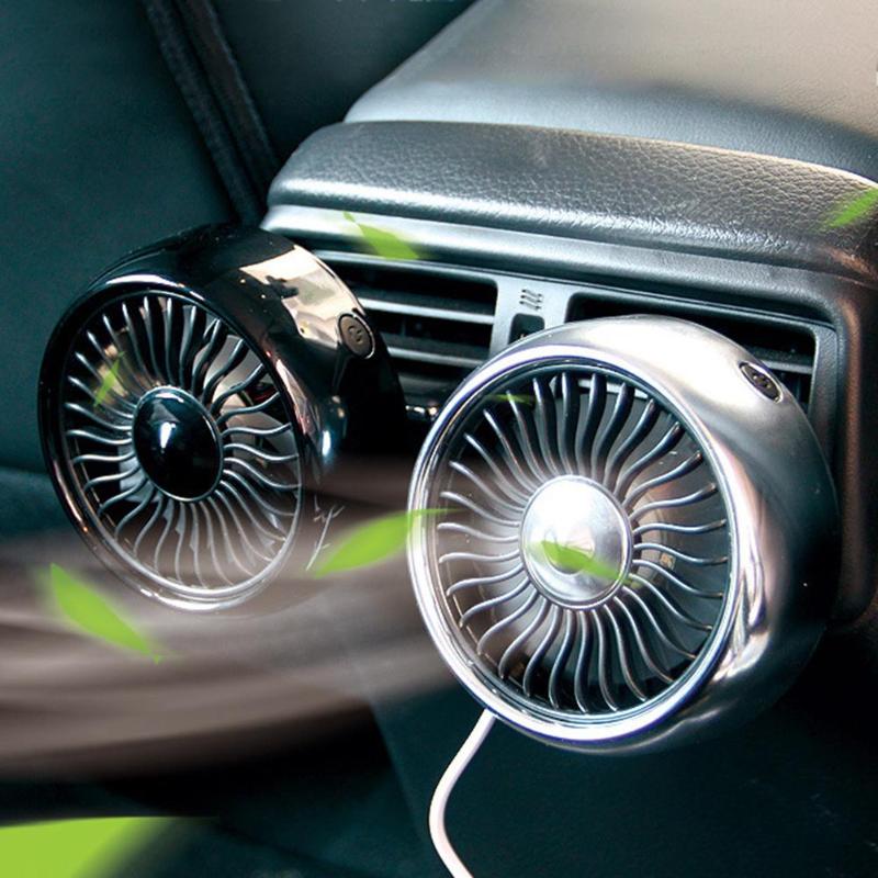 

Car Truck Cooling Air Fan USB Multi-functional Car Air Vent Fan Dashboard Cooling Silver Balck
