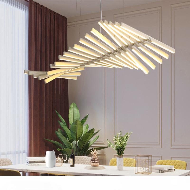 

2020 Nordic Modern Lamp Designer Living Room Dining Room Chandelier Fishbone Shape Office Strip Lamp Hanging Light