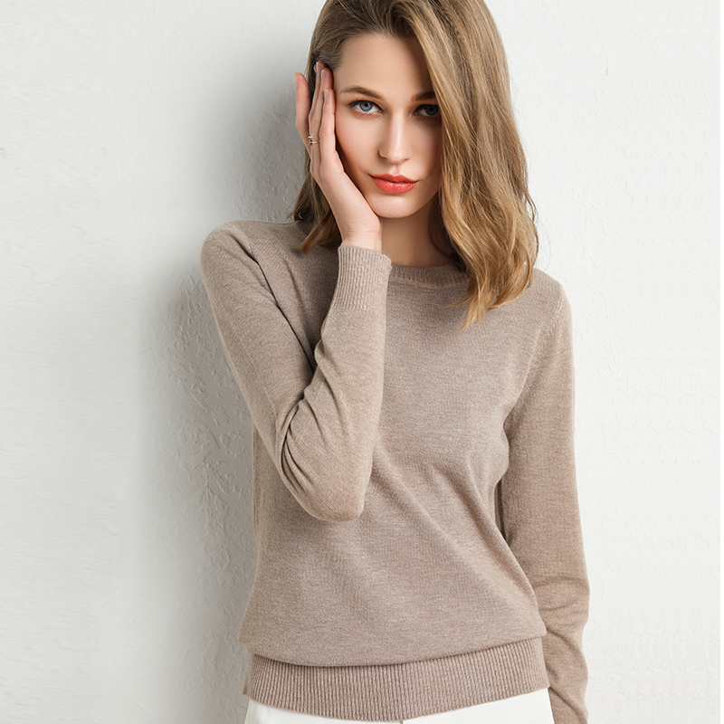 

zocept Autumn Winter Sweater Women Casual Elegant Solid Pullovers Knitting O-Neck Basic New Jumpers Female Plus Size Knitwear, Beige