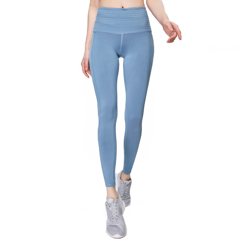 

New Yoga Sports Pants for Ladies High Waist Breathable Elastic Fitness Leggings Running Sports Hip Lifting Gym Workout Tights, Blue