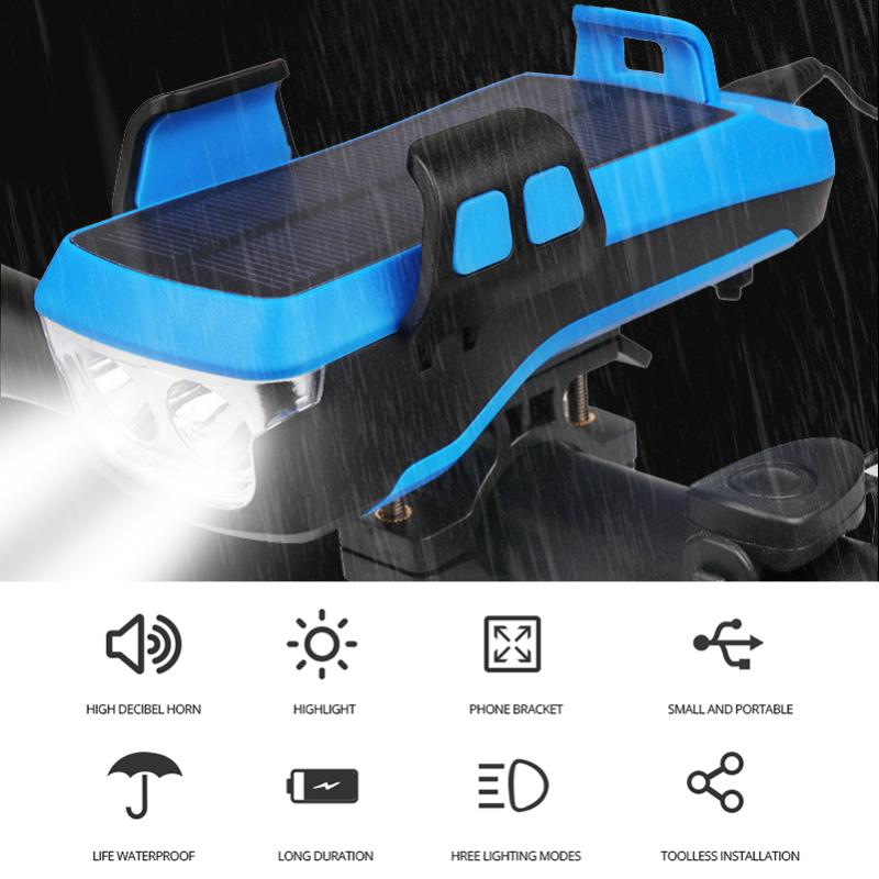 

Solar Bicycle Bike Font Light Solar USB Rechargeable 800 Lumens Bike Headlight Taillight MTB Cycling Lamp 4000mAh Powerbank