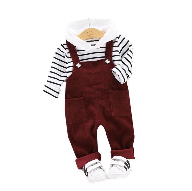 

2020 Autumn Children Clothing Baby Boys Clothes Suits Toddler Infant Sports Hooded Sweater Pants 2pcs/Sets Kids Casual Costume, Brown