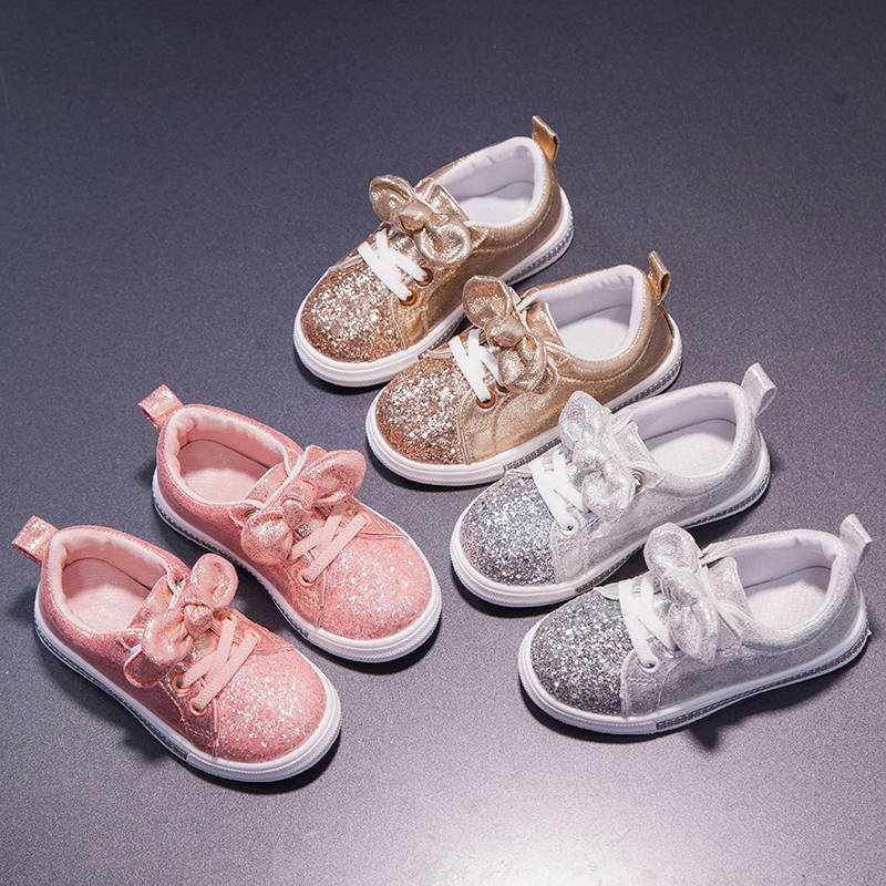 

Toddler Little Girls Sequin Bing Sneakers Shoes For Kids Girls Silver Gold Jazz Dance Bowknot Sports Princess Shoes New 2020, Pink