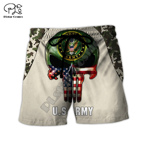 

PLstar Cosmos Newest US Marine Army suit Soldier Camo 3Dprint Streetwear Summer Casual Beach Shorts Short pants A-3, Asian size