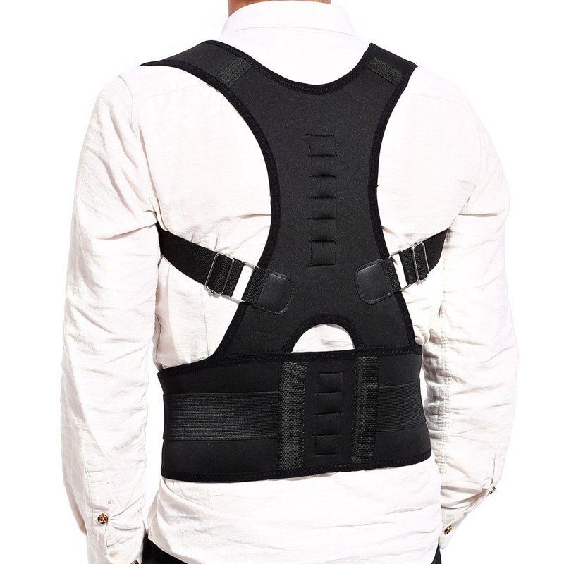 

Male Female Lumbar Support Straight Corrector de espalda Adjustable Magnetic Posture Corrector Corset Back Brace Back Belt S-XXL, White