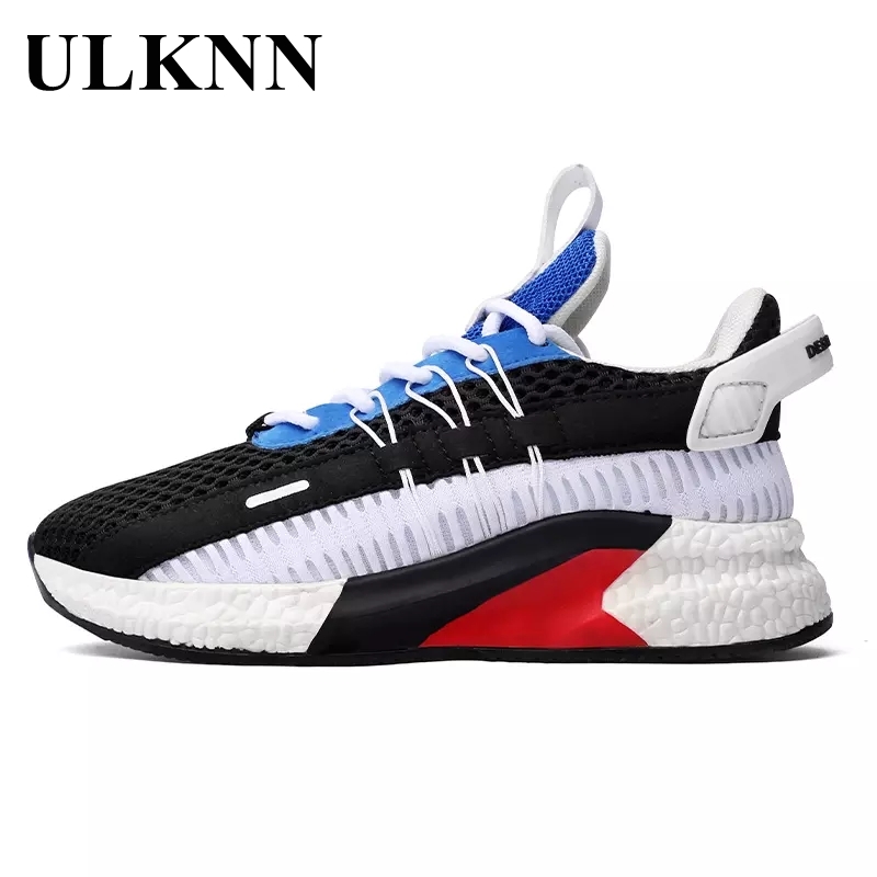 

ULKNN Student Sports Shoes Casual Autumn Winter Flat Sneakers Breathable Solid Color Lace-up Rubber Comfortable Non-Slip Durable, White red