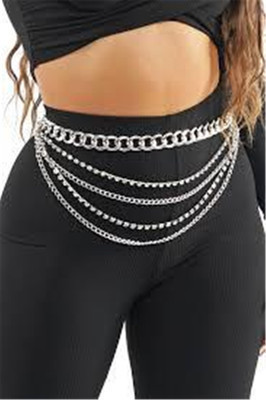 

New nightclub personalized multi-layer metal chain flash drill chain waist chain