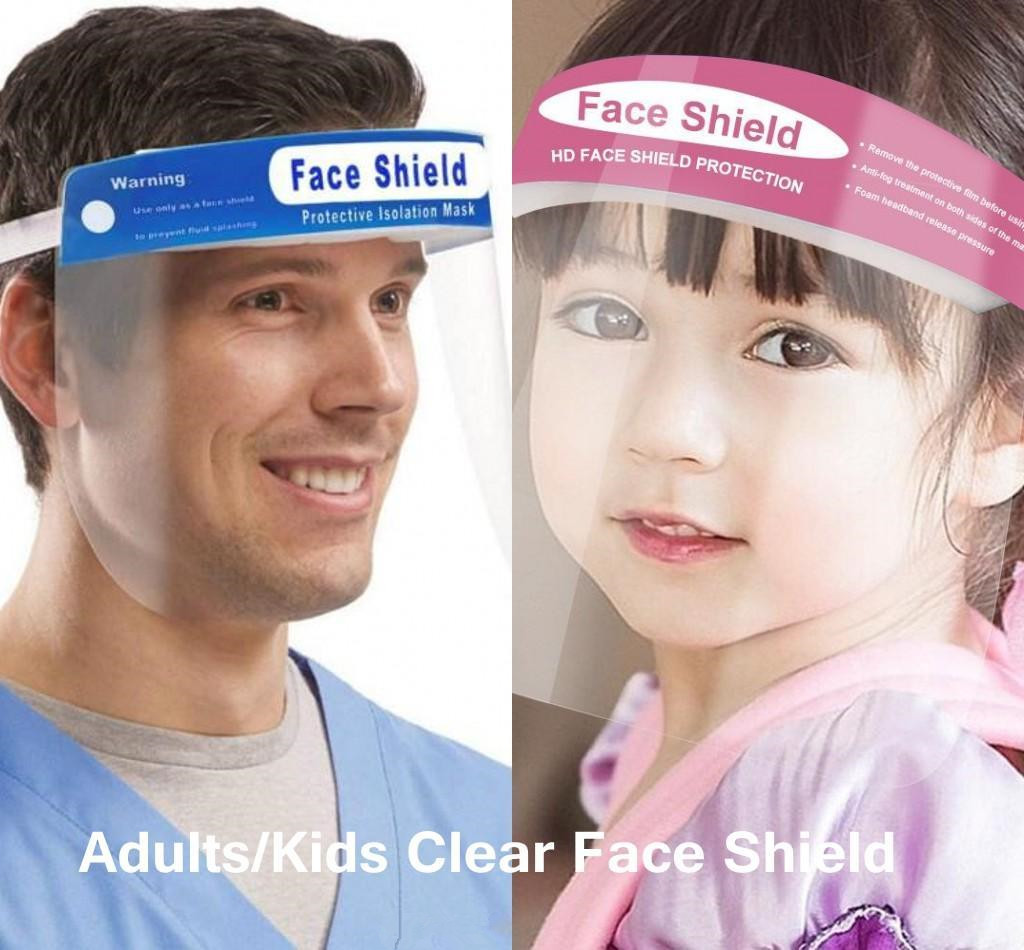 

Kids Adult Protective Face Shield Children Clear Mask Anti-Fog Full Face Isolation Transparent Visor Protection Splashing Safety Sheilds