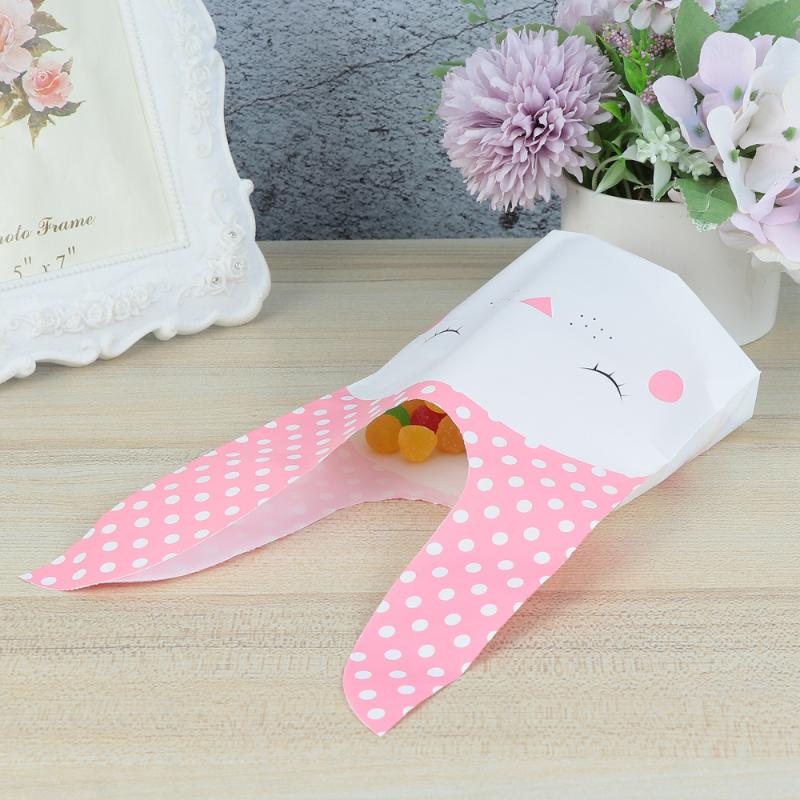 

50pcs d Candy Bags Cookie Candy 's Ears Bags Storage for Party Store (Pink, Dots Printed Style, 22.2