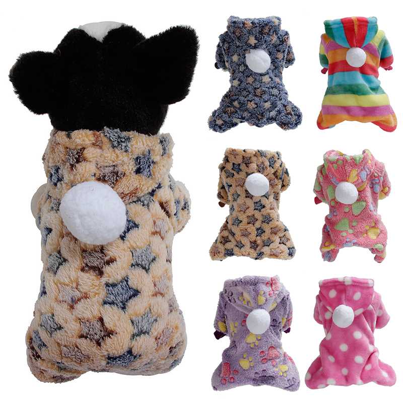 

XS-2XL Soft Fleece Dog Jumpsuit Winter Dog Clothes Small Puppy Coat Pet Outfits Warm Hoodie Clothing