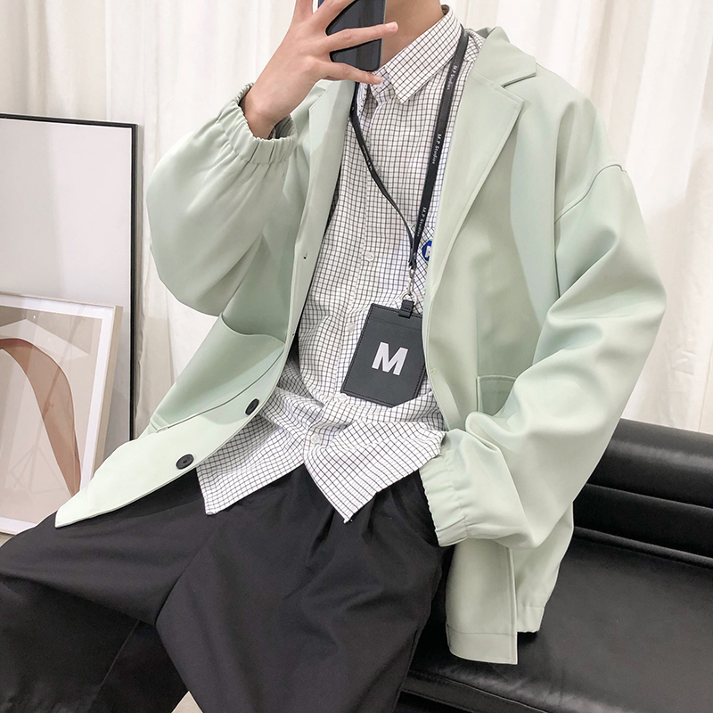 

2020 Spring And Autumn New Youth Popular College Style Solid Color Single-breasted Small Suit Fashion Casual Wild Top -2XL, Black