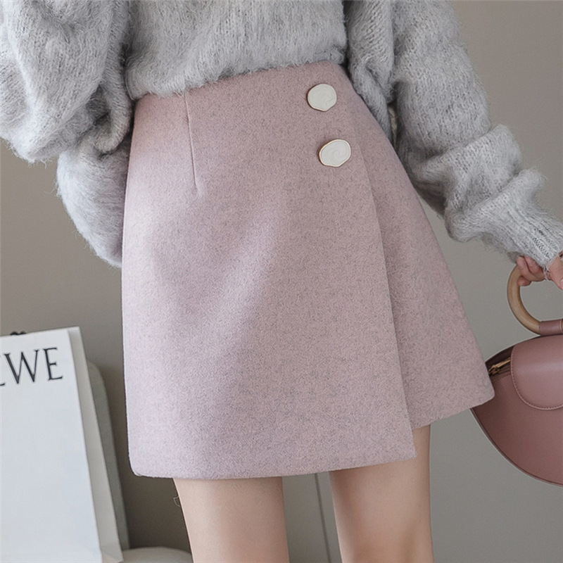 

2020 Autumn Winter New Women Shorts Korean Fashion Irregular High Waist Shorts Skirts Ladies Casual, Beige