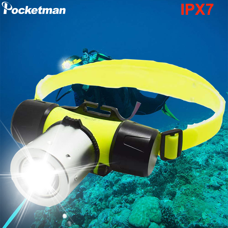 

8000 Lumens Diving HeadLamp Headlight 100m 18650 Battery Led Lithium Ion T6 Underwater Swimming Headlamp