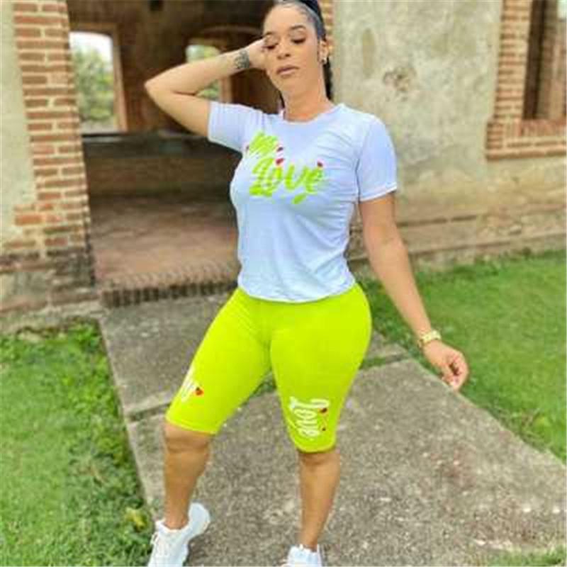 

Fashion Trend Letter Printing Women Suits Designer Summer New Short Sleeve Shorts Sports Set Female Running Fitness Loose Casual Tracksuits