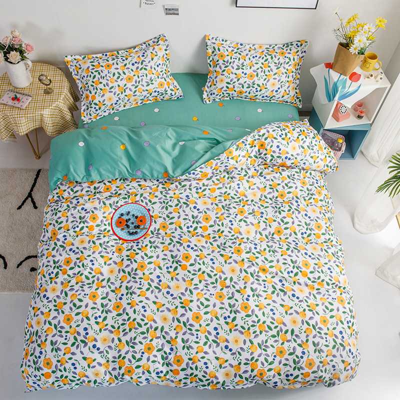 

Classic Pastoral Little Flower Bedding Sets Duvet Quilt Cover Sheet Pillow Case Bed Linens 200x230cm Full Size Home Textile, Orange