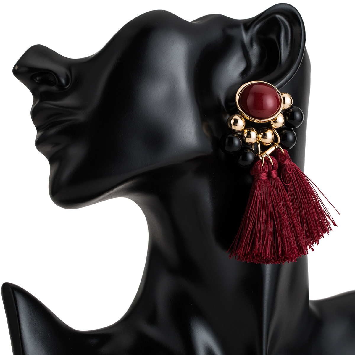 

Exaggerated resin multi-layer tassel woven earrings bohemian style female earrings