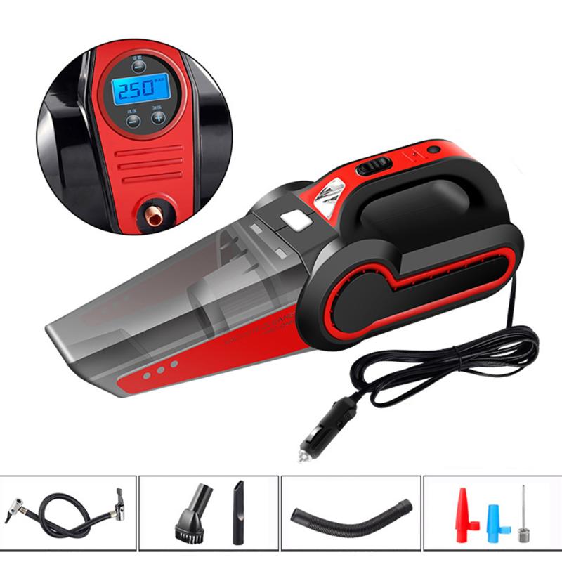 

4 In 1 Led Handheld Wet Dry Tire Inflate High Power Rechargeable Car Vacuum Cleaner Multifunctional Low Noise Digital Display