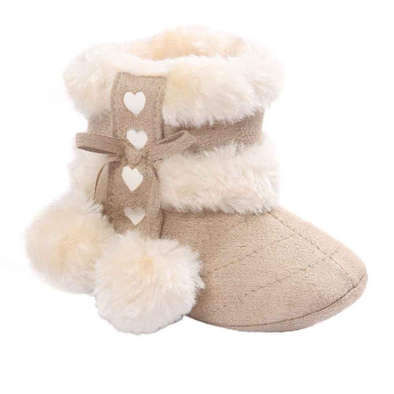 

Baby Toddler Infant Girls Snow Boots Soft Sole Prewalker Crib Shoes (~6 Month Length:4.3inch US:2.5, Dark khaki