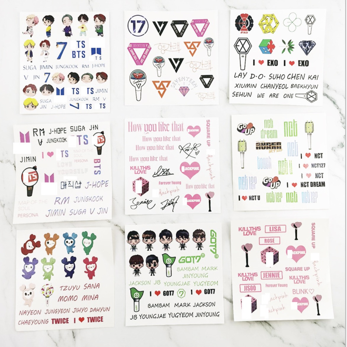 

45pcs/lot blackpink/bts/exo/got7/twice/nct127/seventeen sticker pack free shipping