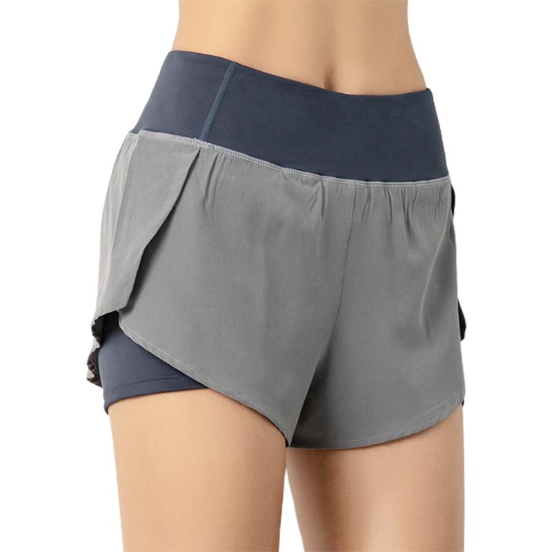 

Women Gym Quick Dry Breathable Running Shorts Double Layer High Elasticity Daily, Black