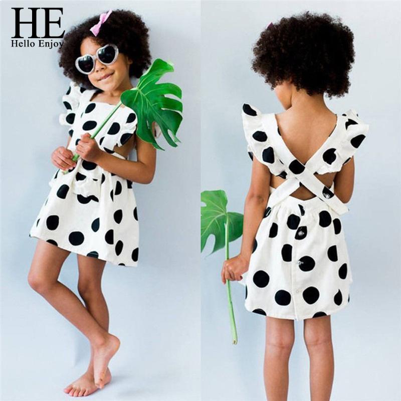 

HE Hello Enjoy Baby Dresses Girl Dot Cross Backless Party Pageant Princess Tutu Dress Sundress Clothes Little Girl Summer Outfit, L9224 photo color