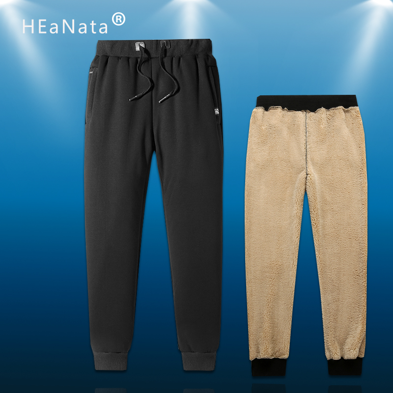 

8XL Thicken Sweatpants Winter Men's Sport Plus Velvet Padded Trousers Slim Large Size Warm Pants Solid Trend Gym Running, B668 black