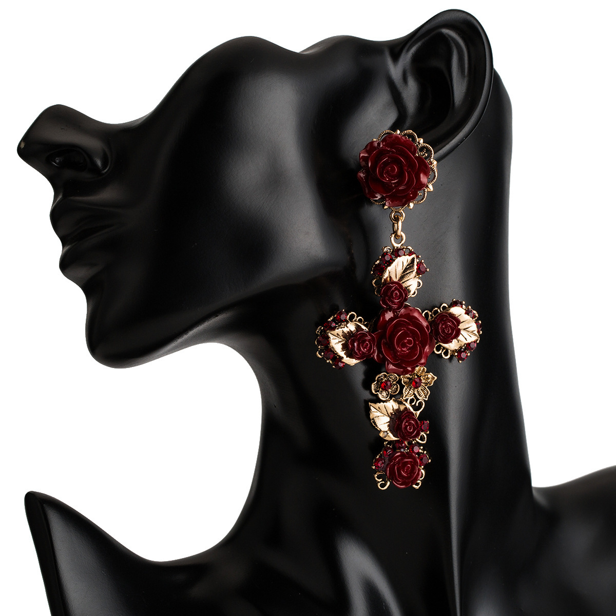 

Exaggerated resin flower cross earrings women's top grade earring Bohemia