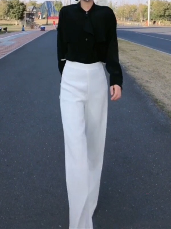 

SD1506X-Summer trendy one button skinny pants wide leg pants, Black